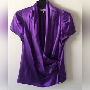 L.K. Bennett Purple Silk Drape Top ASO Princess Victoria US 6 euc!